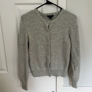 Wool blend grey cardigan with jewel buttons